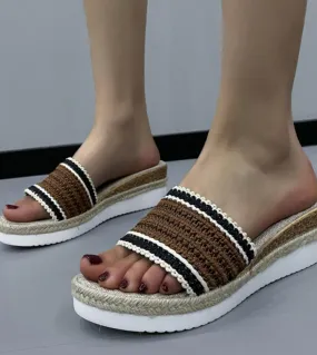 2023 nuove scarpe da donna estive romane pantofole da donna con zeppa intrecciate casual comode pantofole da spiaggia comode fem