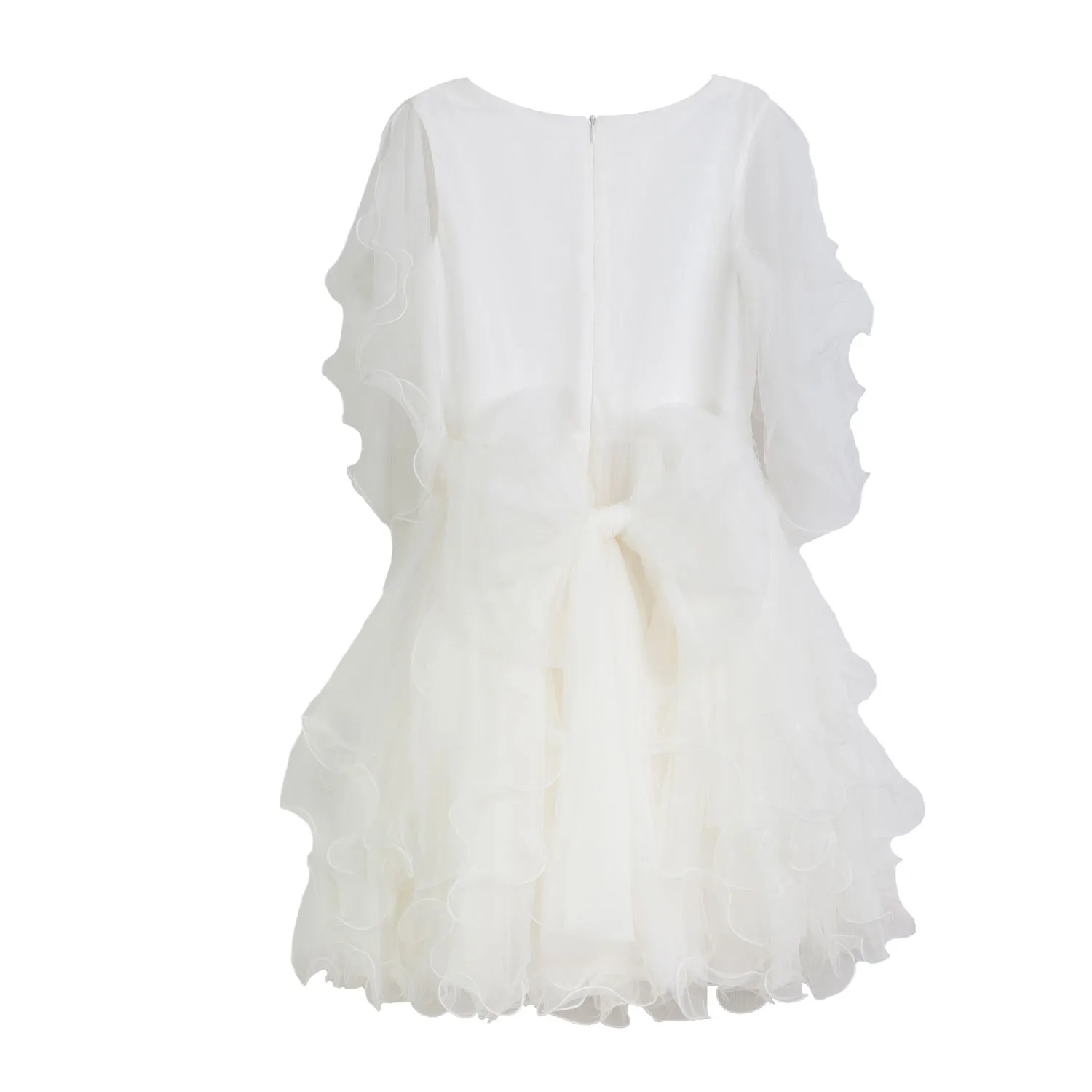 Abito Bianco Latte In Tulle A Balze