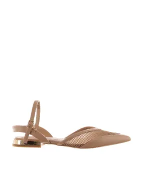 Ballerina slingback in pelle e tessuto a rete