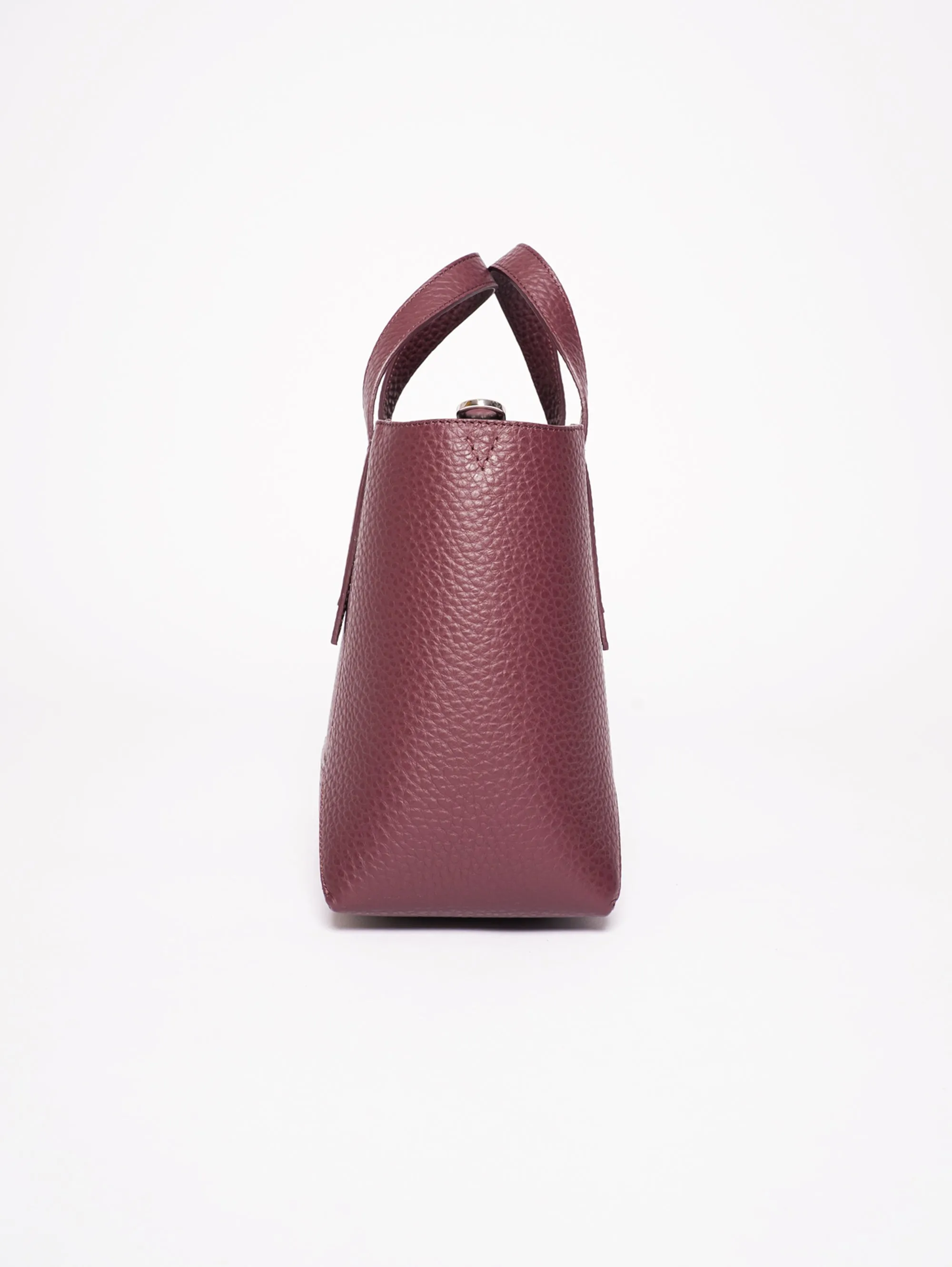 Borsa a Mano in Pelle Martellata Bordeaux