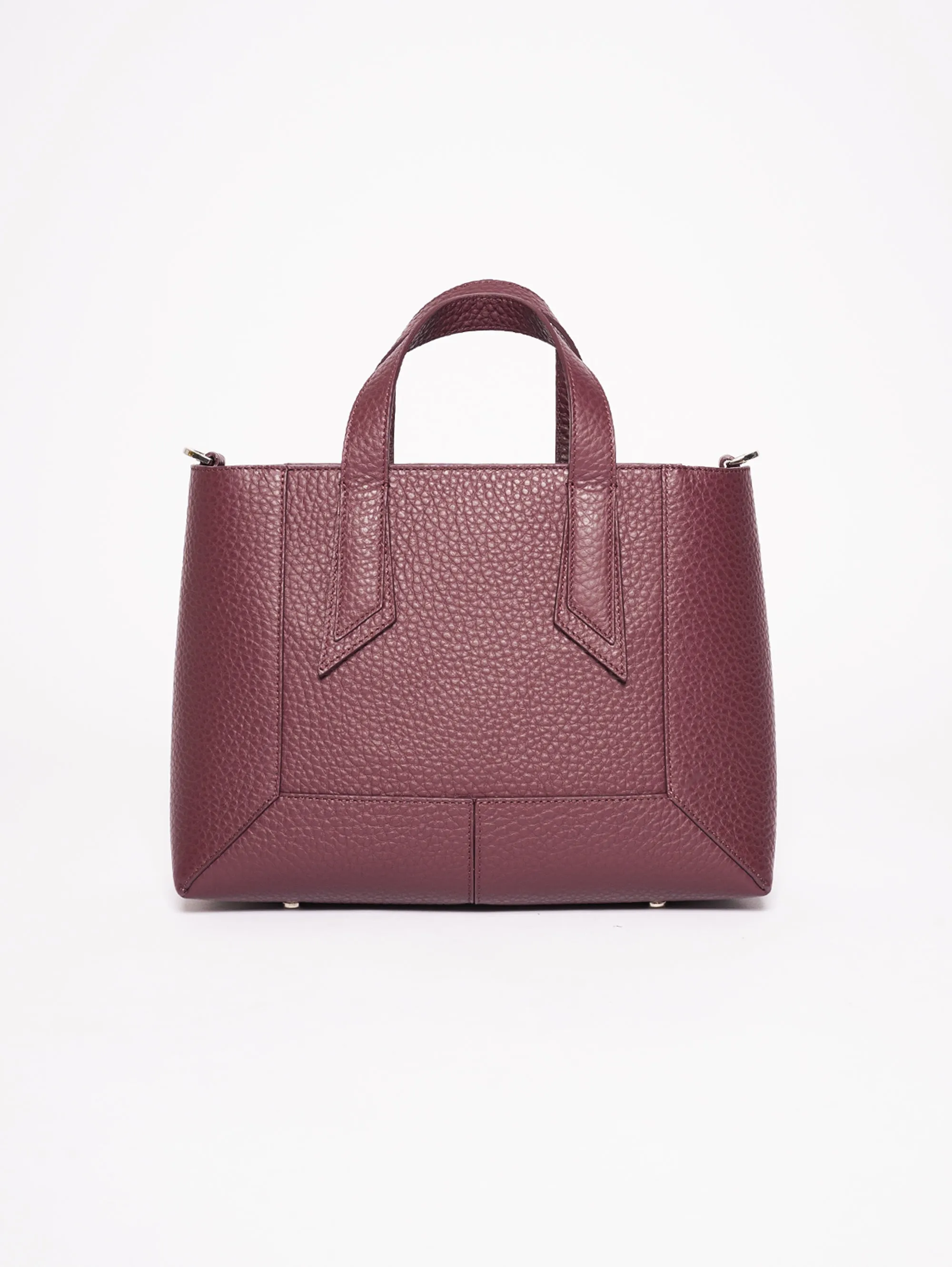 Borsa a Mano in Pelle Martellata Bordeaux