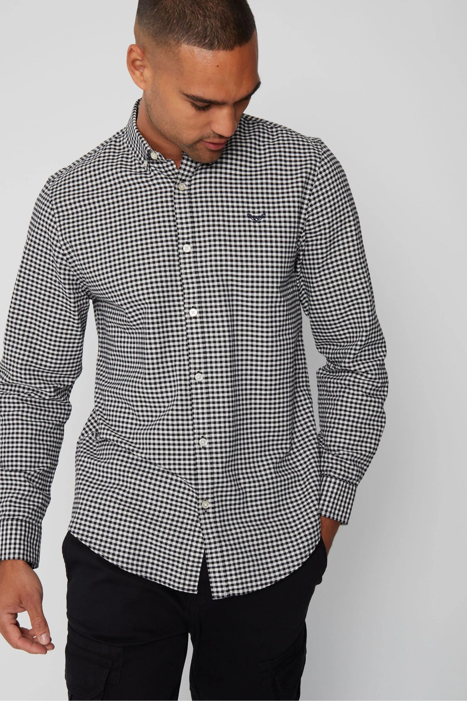 Camicia a maniche lunghe in cotone logoro