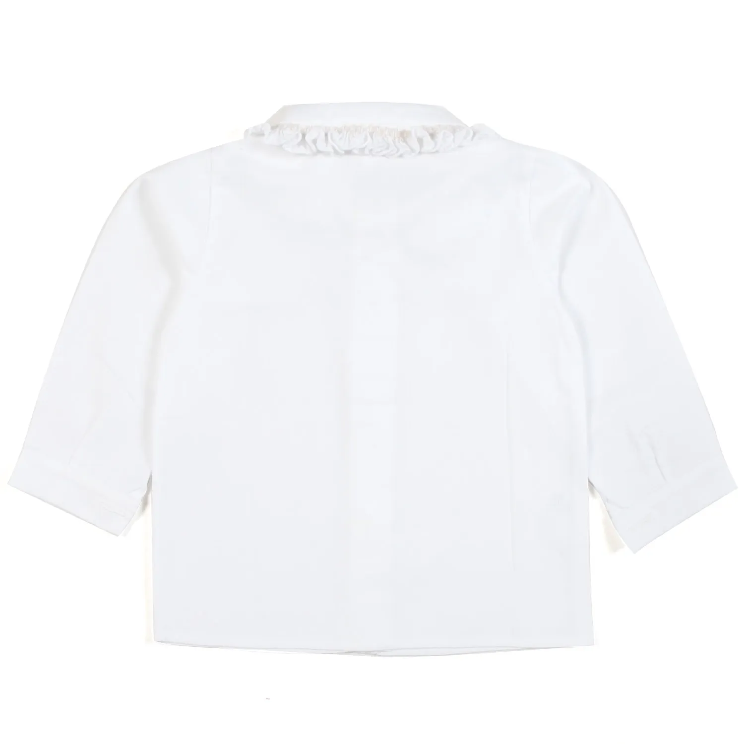 Camicia Bianca Con Colletto Rouches Baby Unisex