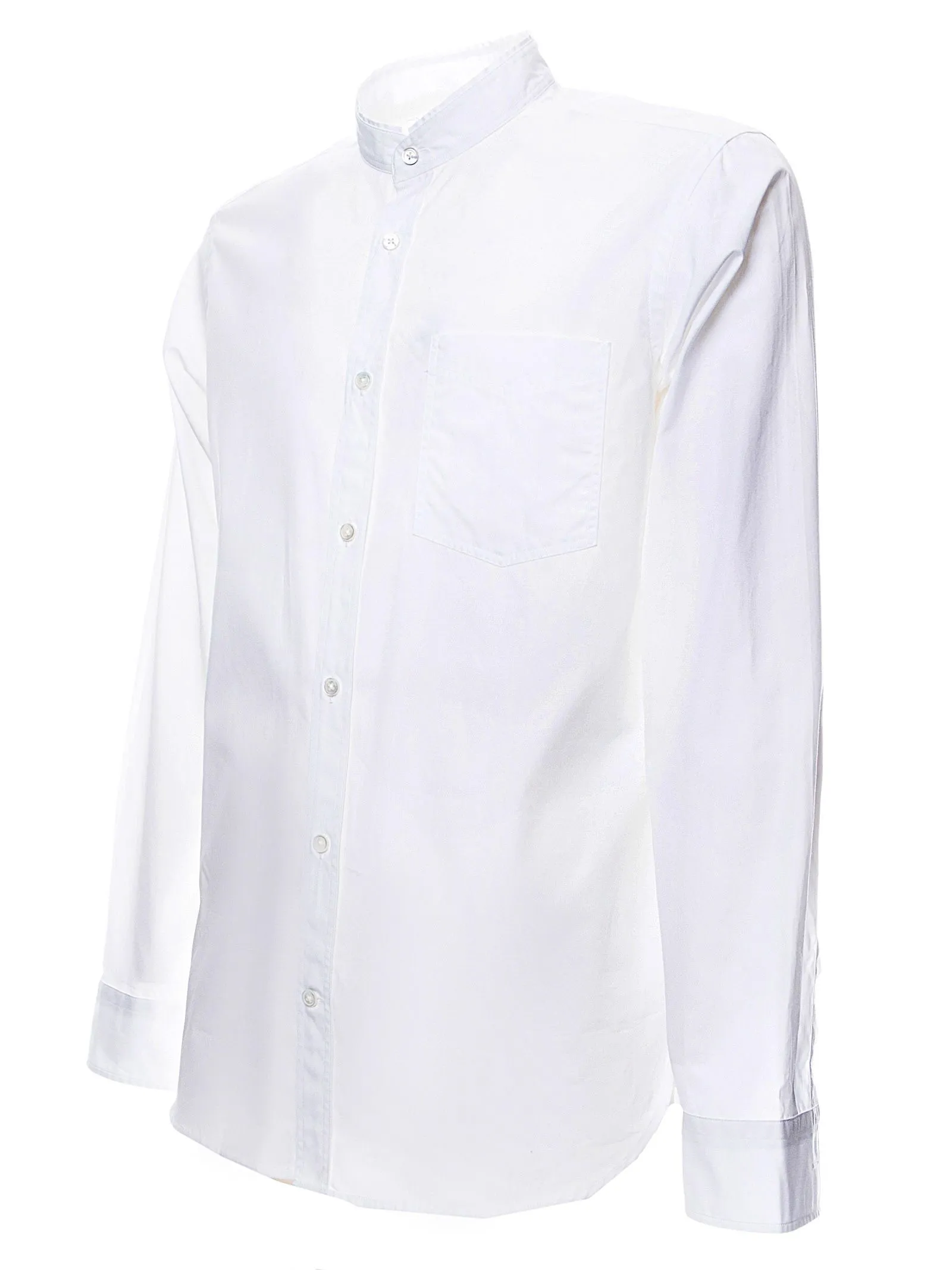 CAMICIA BIANCA IN COTONE CON COLLETTO ALLA COREANA