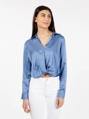 Camicia crop con nodo pervinca