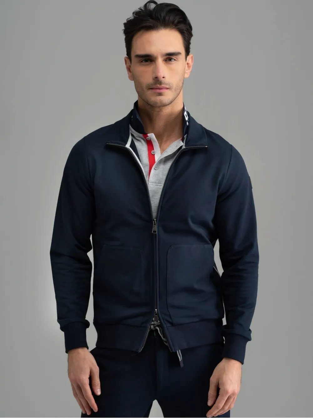 Felpa uomo full zip in tessuto Jersey