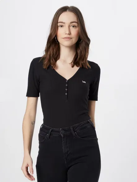 Lee Women's Henley Button T-shirt L44KIP01 black