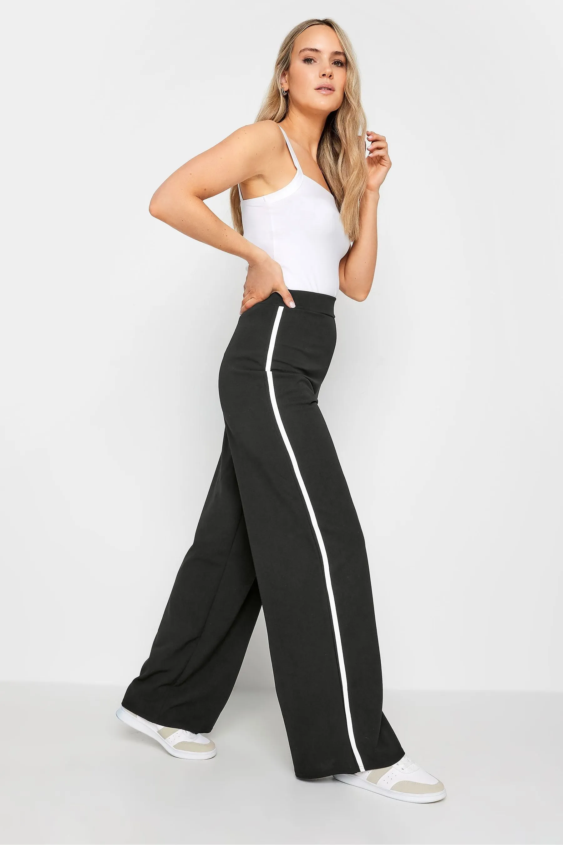 Long Tall Sally Tall Pantaloni ampia in tessuto scuba con A righe laterale