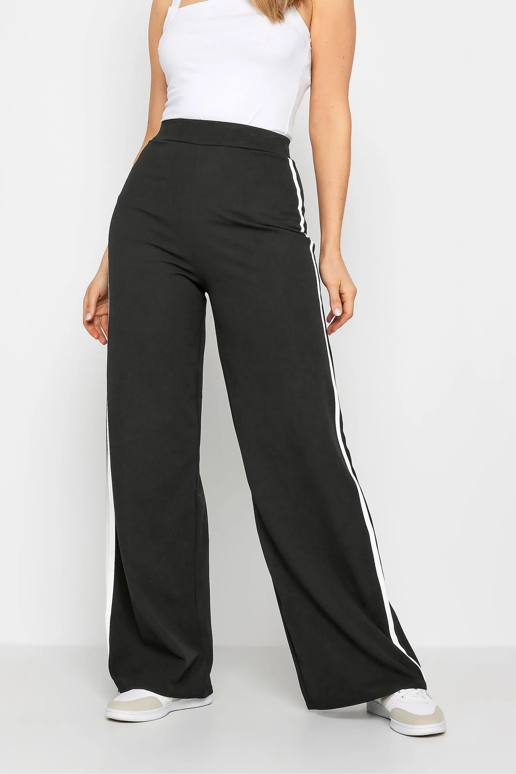 Long Tall Sally Tall Pantaloni ampia in tessuto scuba con A righe laterale