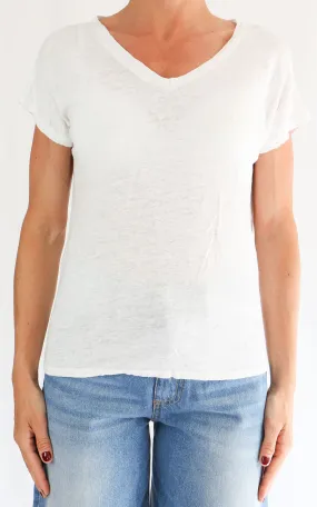 Off-on – T-shirt lino V – Latte