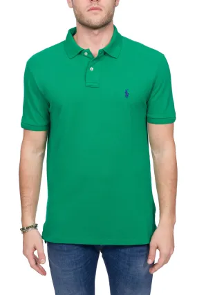 POLO VERDE IN COTONE CON RICAMO LOGO FRONTALE