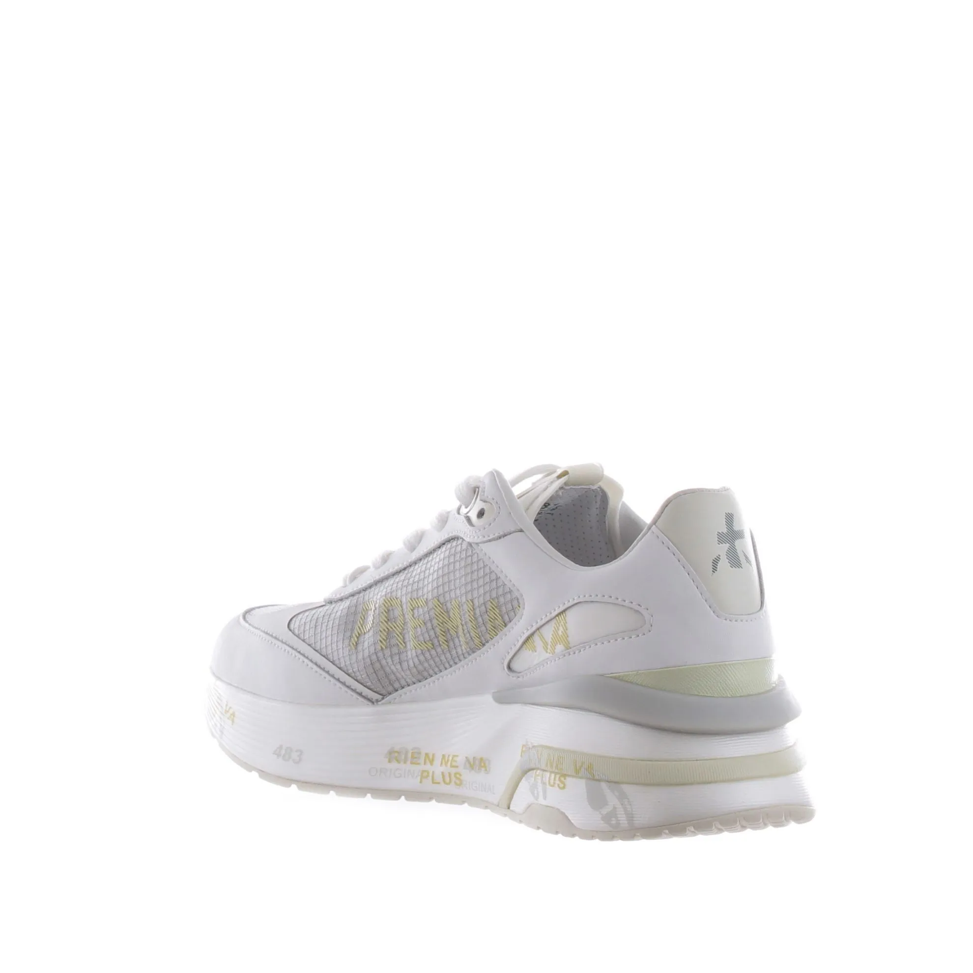 Sneaker in pelle e nylon a rete