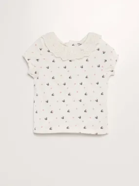 T-shirt con colletto claudine 'Disney' - BIANCO