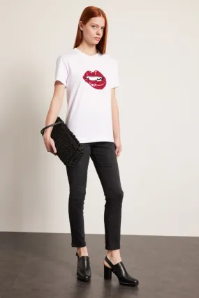 T-shirt con ricami e paillettes