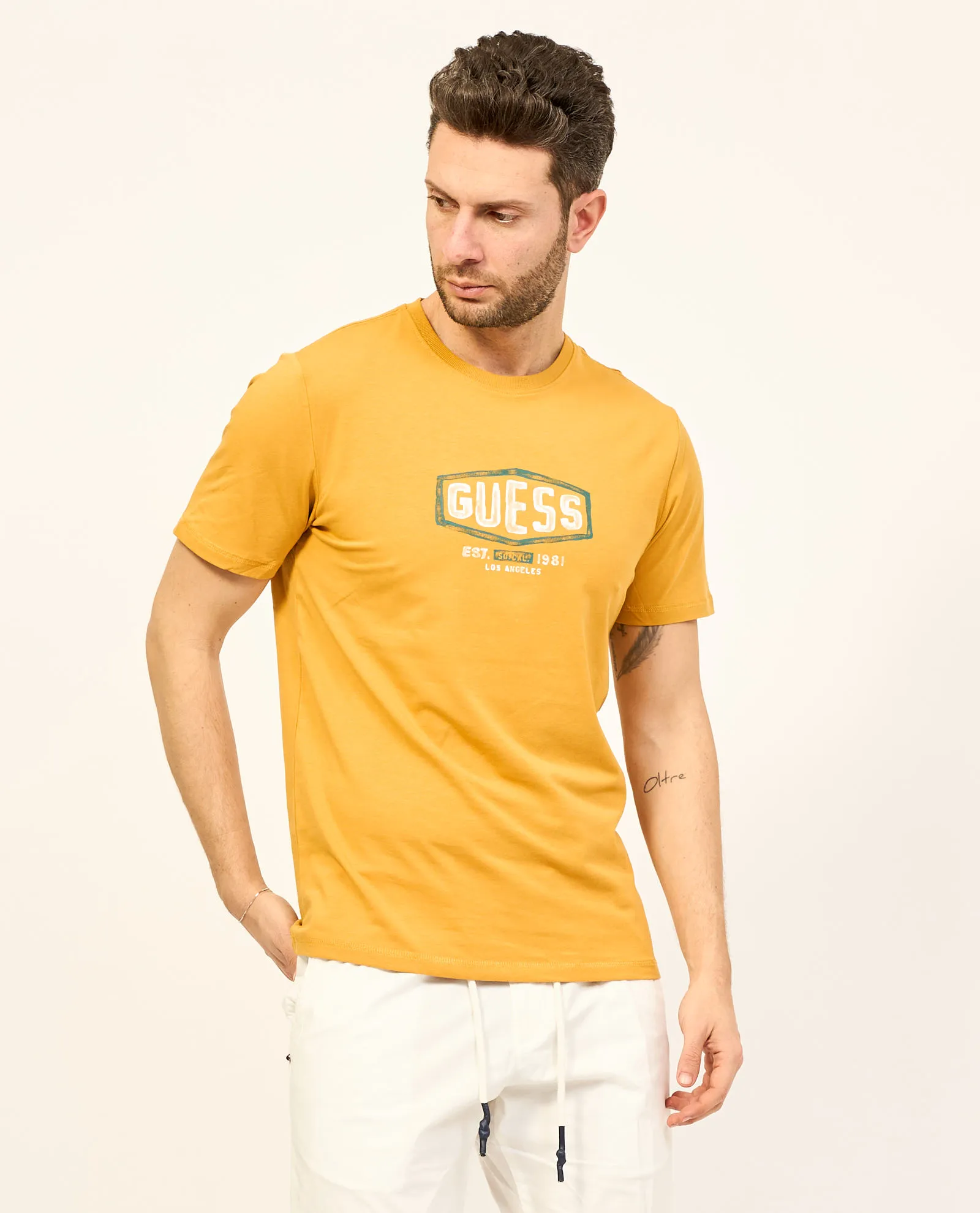 T-shirt uomo Guess girocollo con stampa logo