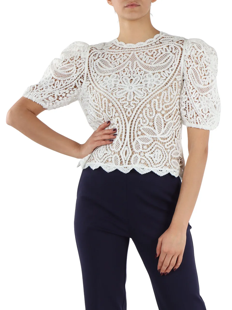 Top crochet con placca logo