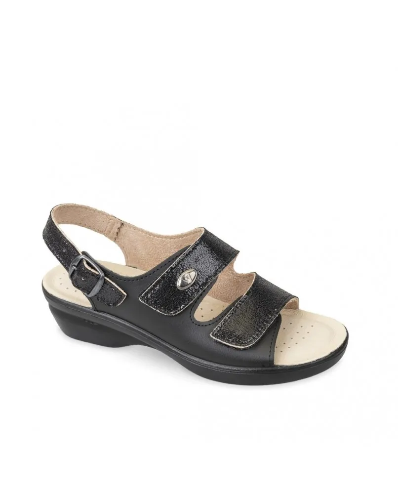 VALLEVERDE 25313 sandali ciabatte con cinturino donna pelle strappo nero