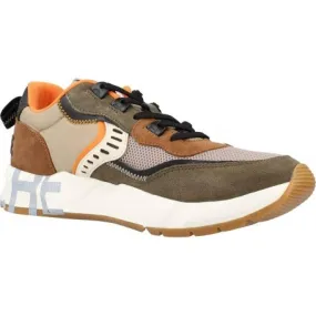 VOILE BLANCHE CLUB01. Sneakers in suede e tessuto tecnico ARMY GREEN-BROUN-MUSTARD