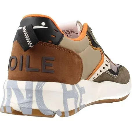 VOILE BLANCHE CLUB01. Sneakers in suede e tessuto tecnico ARMY GREEN-BROUN-MUSTARD